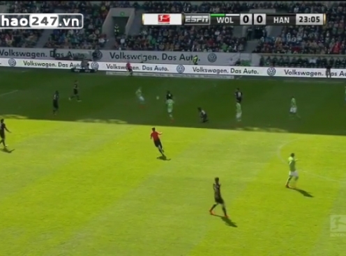 Video clip bàn thắng: Wolfsburg 2 - 2 Hannover 96 (VĐQG Đức)